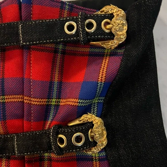 Versace 2018 Fall Buckle Denim Corset Tube Top - Picture 2 of 7